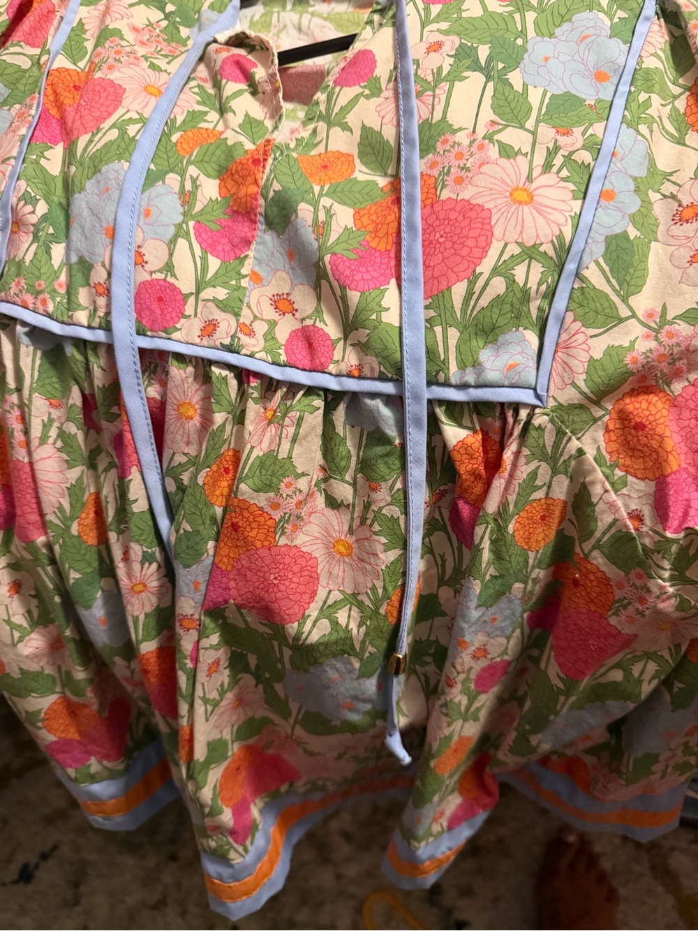 entro Floral Peasant Blouse in Green, Pink & Blue - Picture 3 of 4